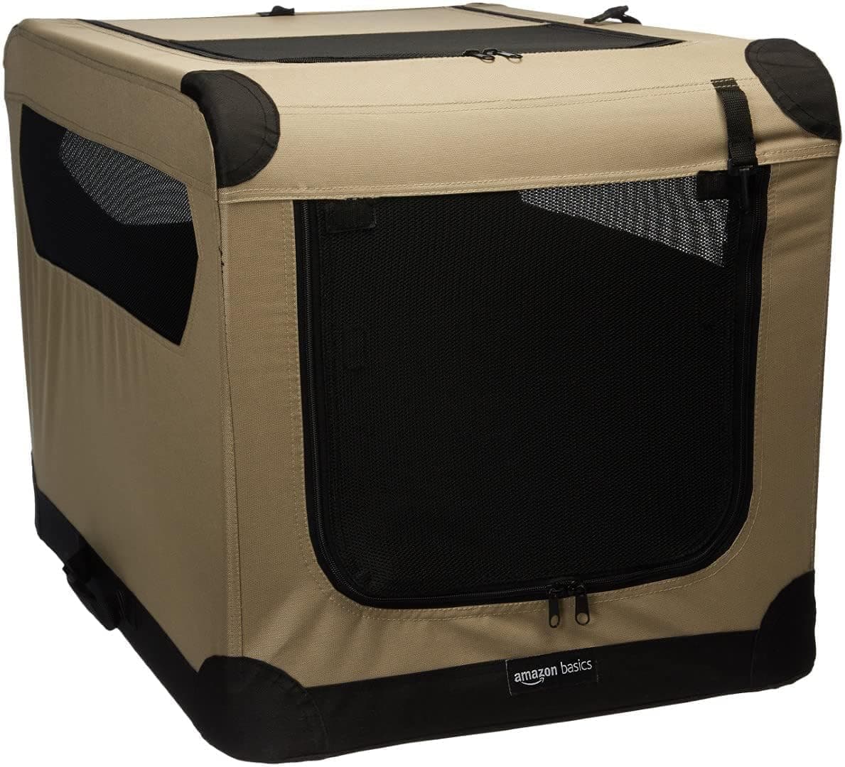 Amazon Basics Portable Folding Soft Dog Crate, Double Door (Medium, 30")