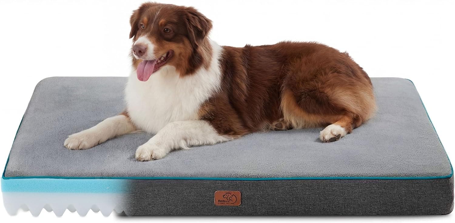 Bedsure Memory Foam Dog Bed / Orthopedic Crate Pad (35" x 22")