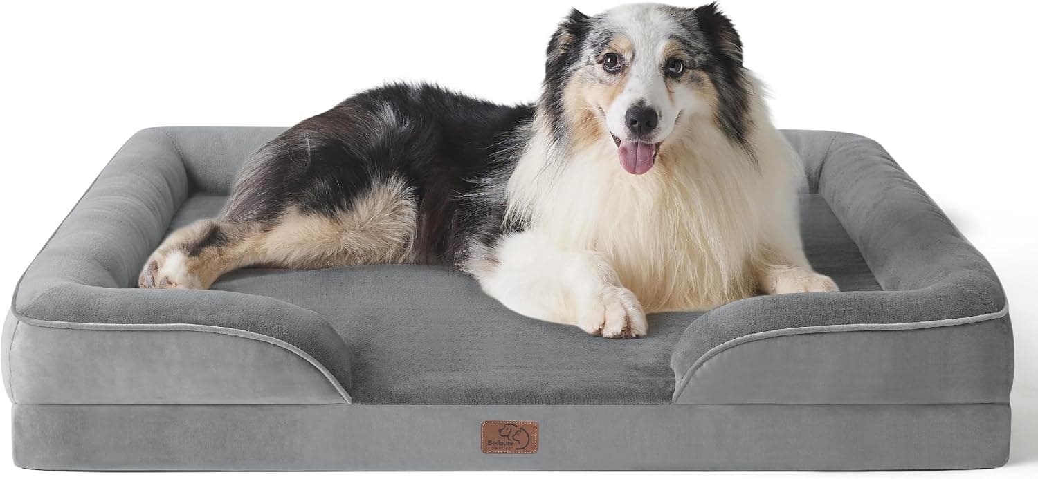 Bedsure Orthopedic XL Dog Bed with Bolster Sides (42")