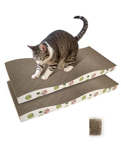 TIMHAKA Cat Scratching Board, Corrugate Cat Scratcher with Catnip (Pack of 2)