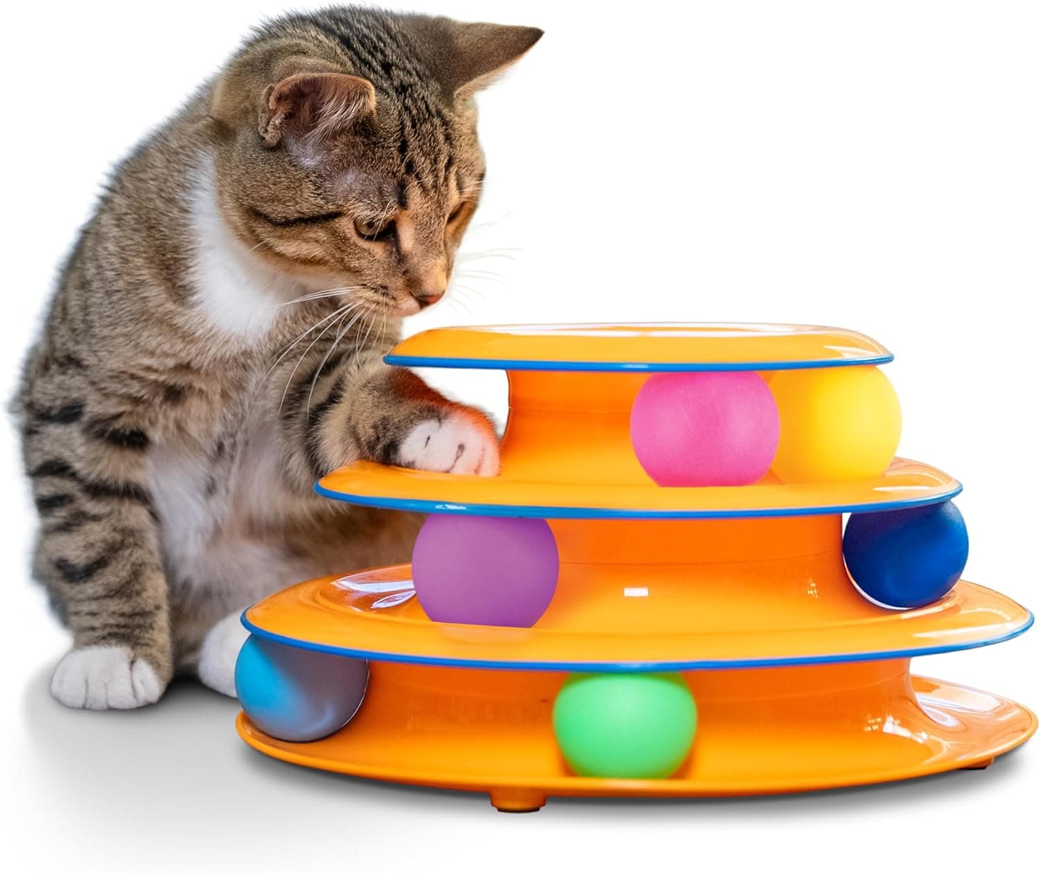 Catstages Tower of Tracks Cat Toy — 3-Level Track Tower with 6 Balls