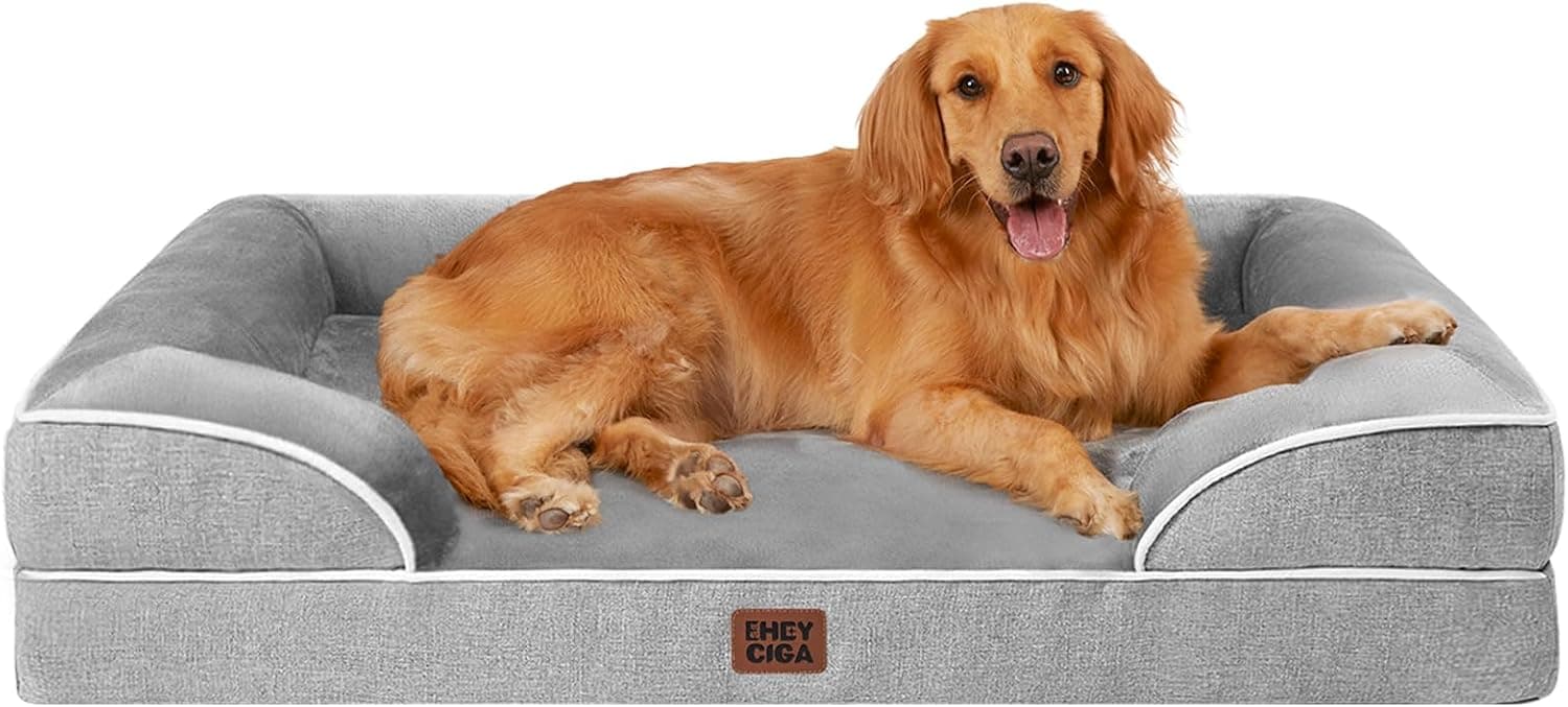 EHEYCIGA Orthopedic Waterproof Memory Foam Dog Bed with Sides (Large)