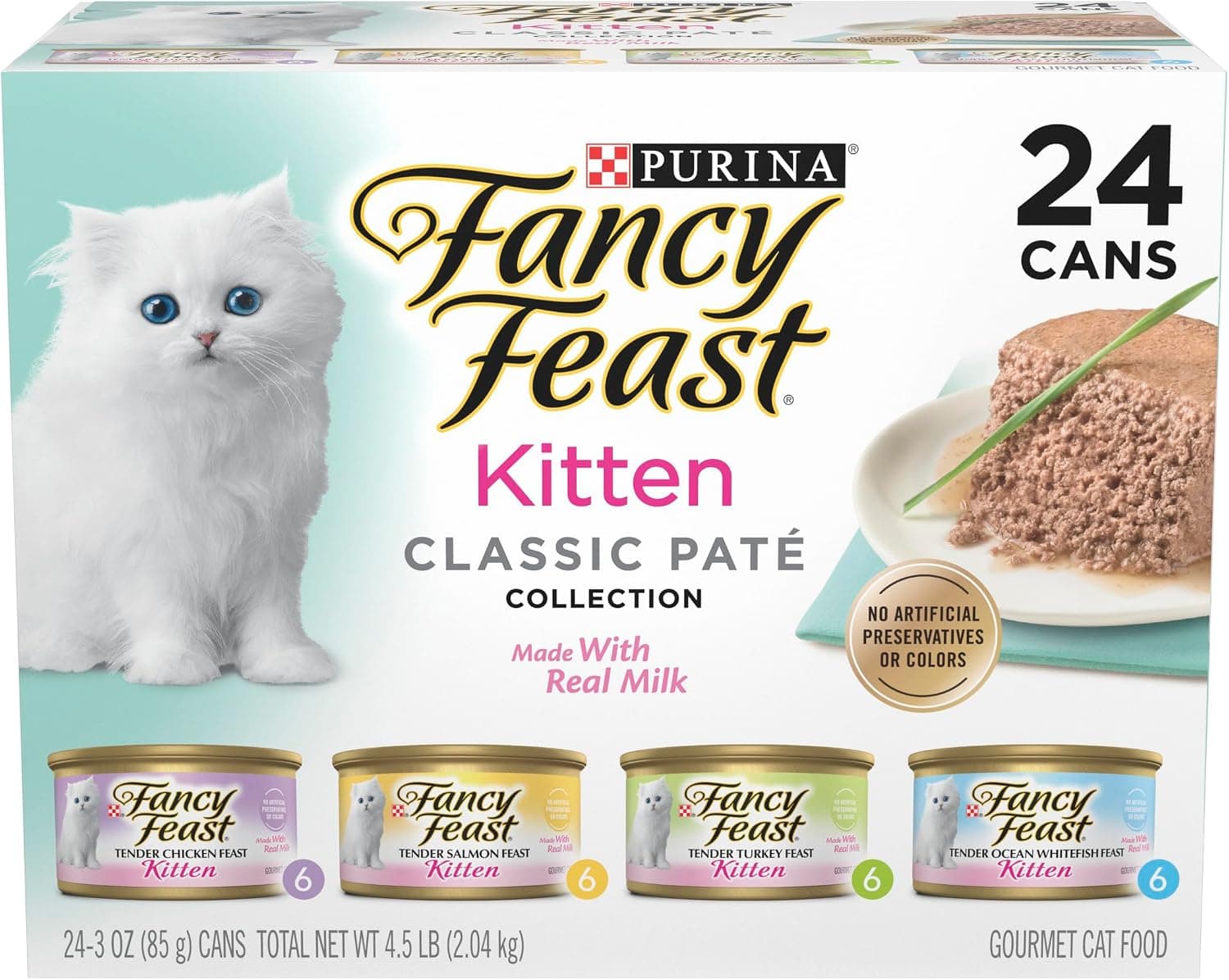 Purina Fancy Feast Wet Kitten Food Variety Pack, 3 oz Cans (24-Pack)