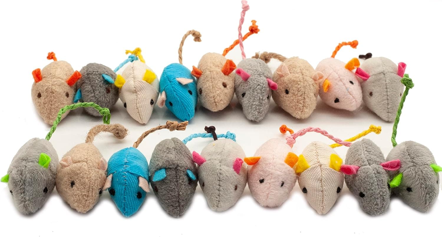 Fashion's Talk Plush Catnip-Filled Mice Toys for Indoor Cats (18-Pack)