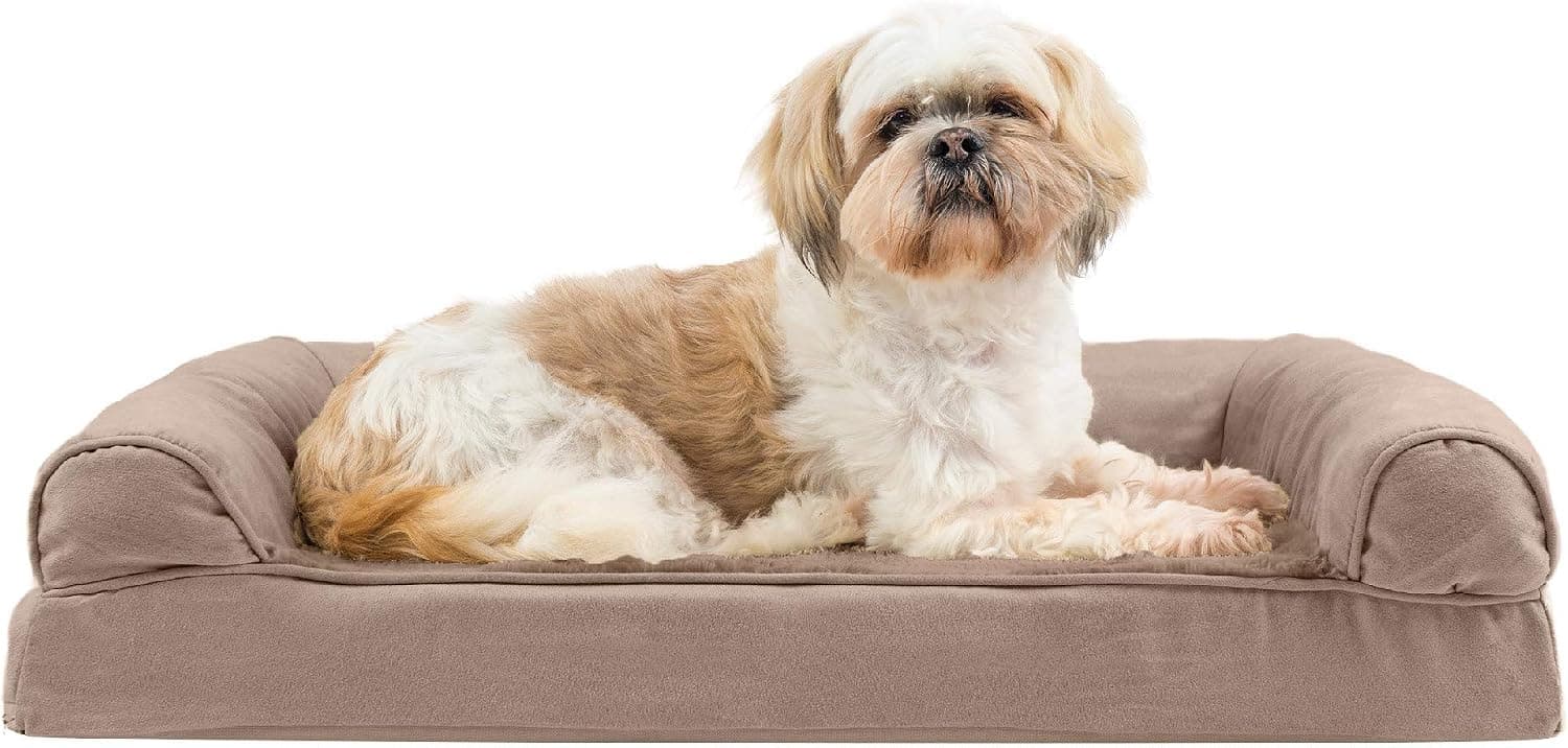 FurHaven Orthopedic Foam Sofa Dog Bed, Plush/Suede (Medium)