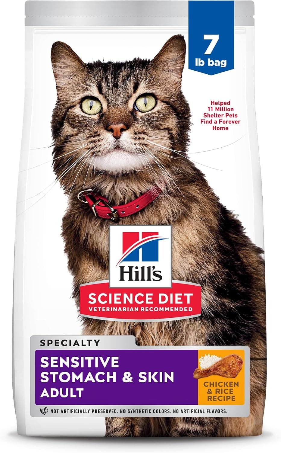 Hill's Science Diet Sensitive Stomach & Skin Adult Chicken & Rice Dry Cat Food (7 lb)