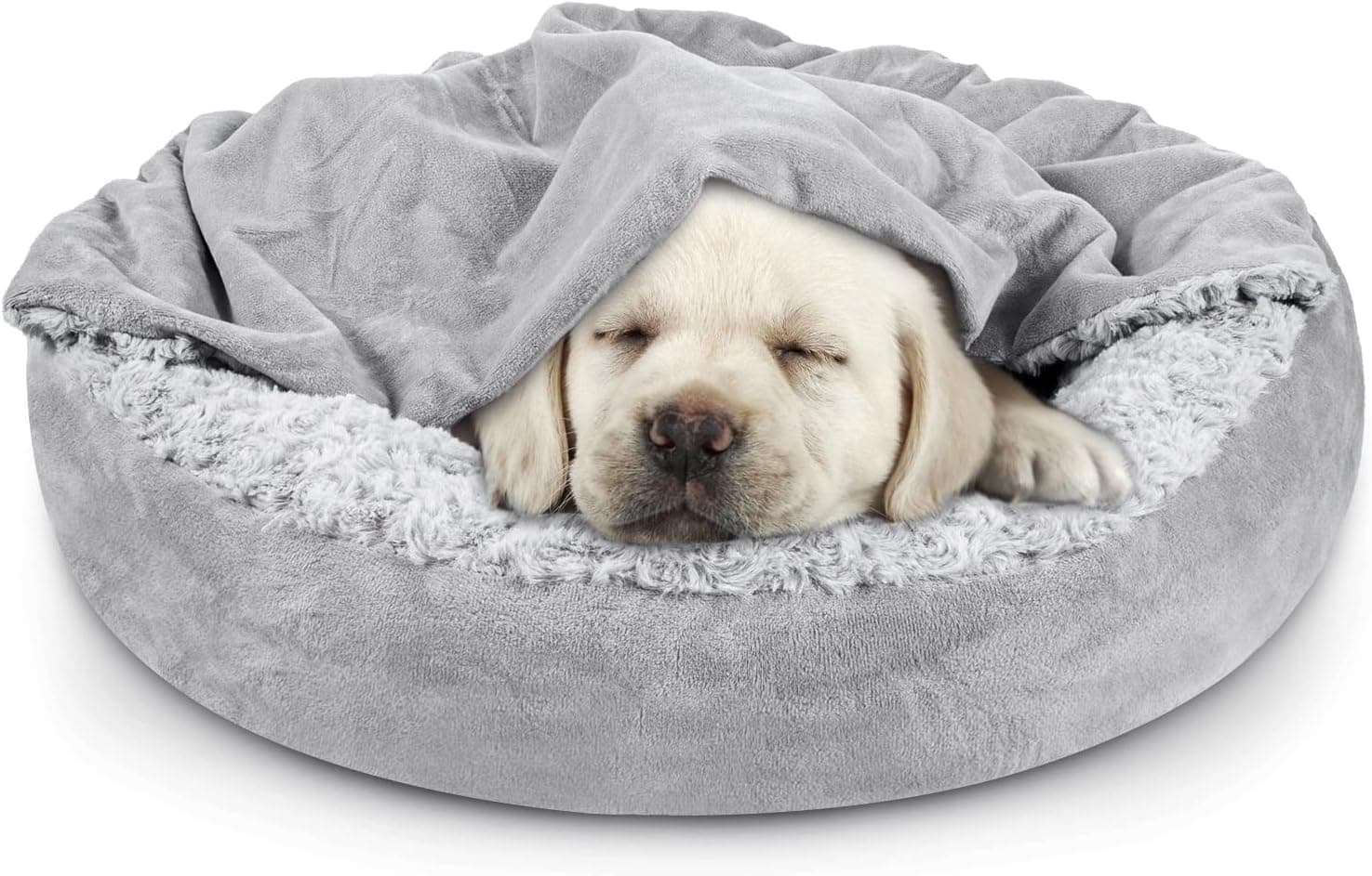 JOEJOY Small Dog Cave Bed with Hooded Blanket (23")