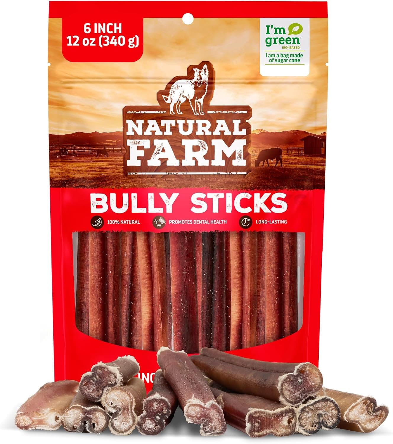 Natural Farm Odor-Free Bully Sticks, 6 Inch (12 oz)