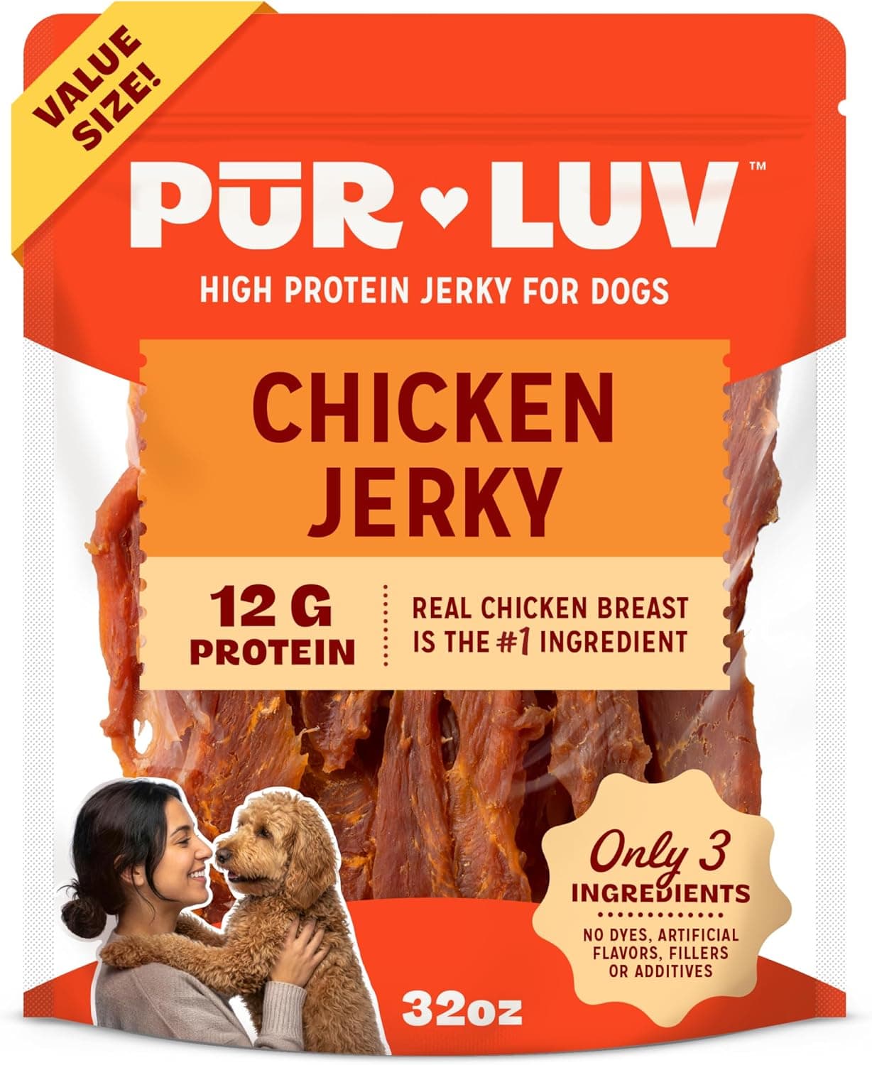 Pur Luv Chicken Jerky Dog Treats, 100% Real Chicken Breast (32 oz)