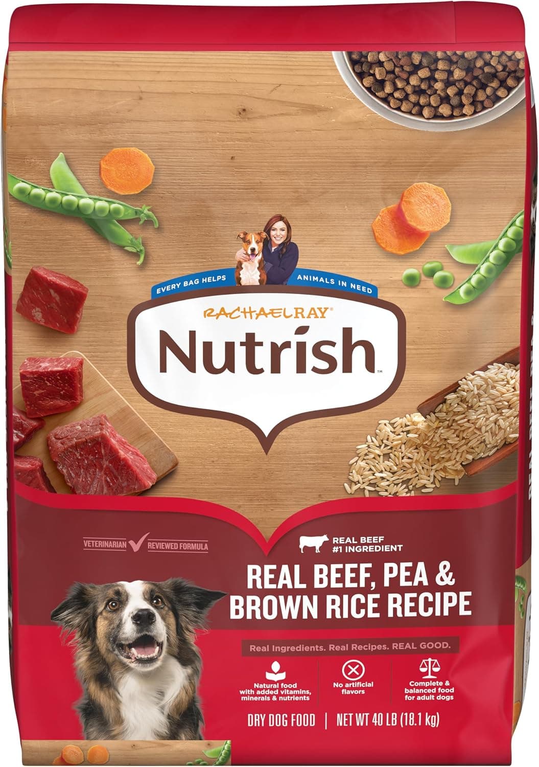 Rachael Ray Nutrish Real Beef, Pea & Brown Rice Dry Dog Food (40 lb)