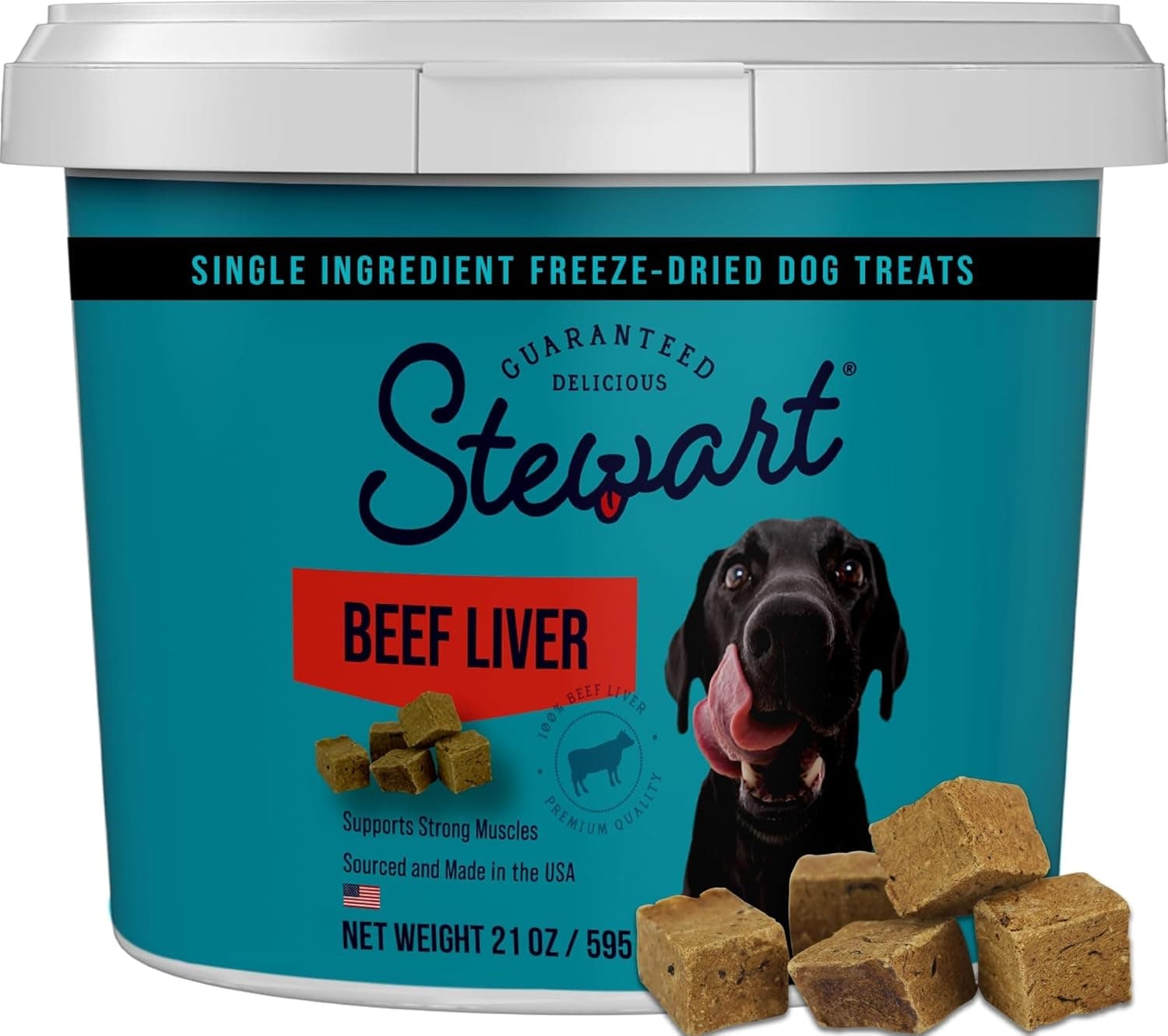 Stewart Freeze-Dried 100% Beef Liver Dog Treats (21 oz Tub)