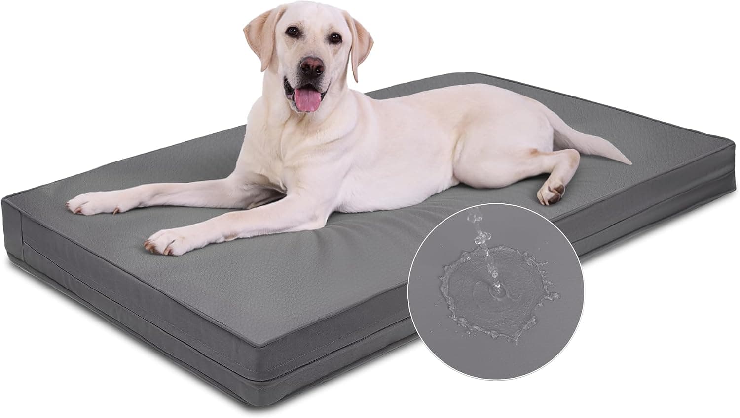 Vonabem Waterproof Faux-Leather Orthopedic Dog Bed / Crate Pad (41" x 27")