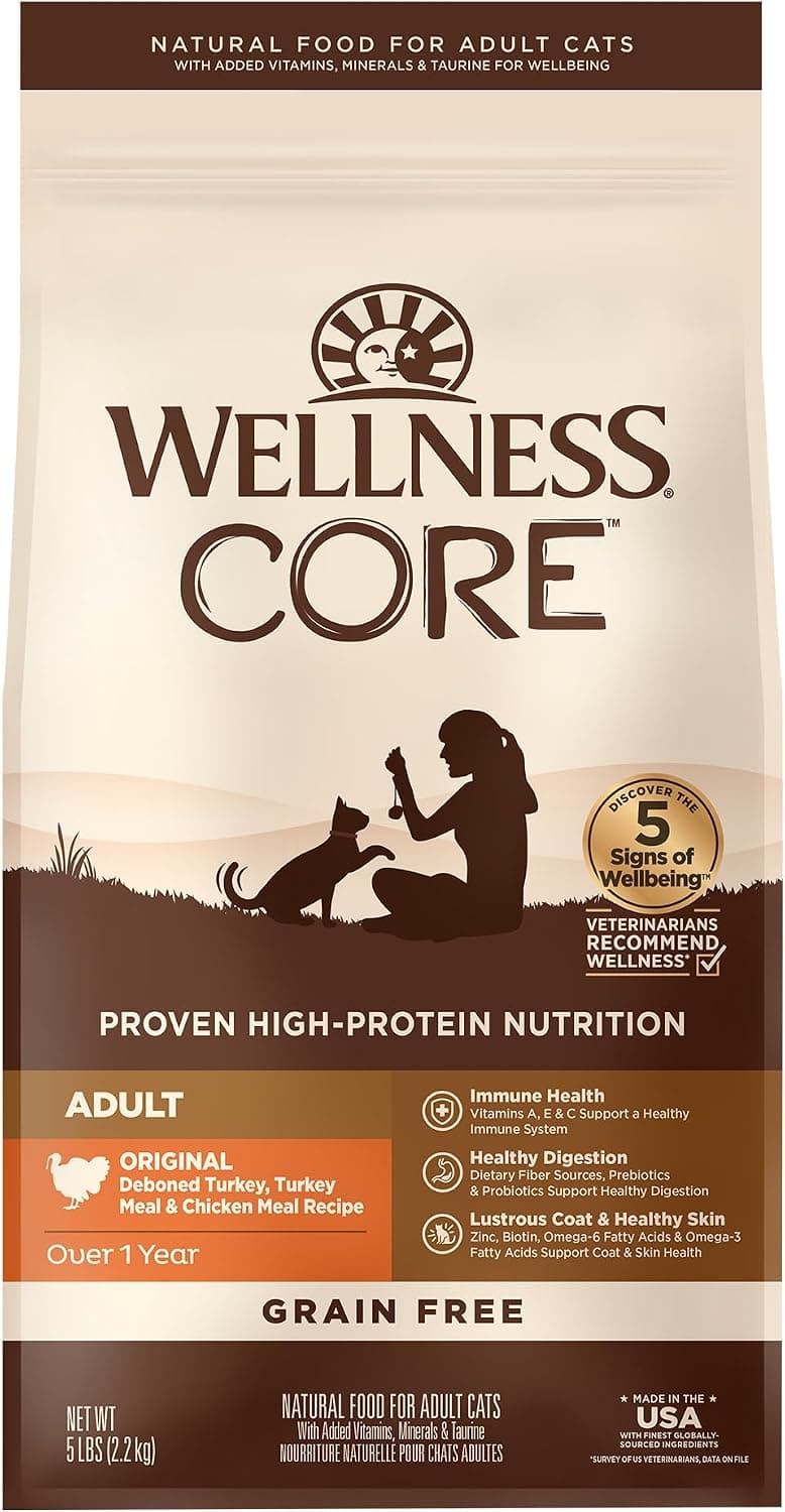 Wellness CORE Adult Grain-Free Turkey & Chicken Dry Cat Food (5 lb)